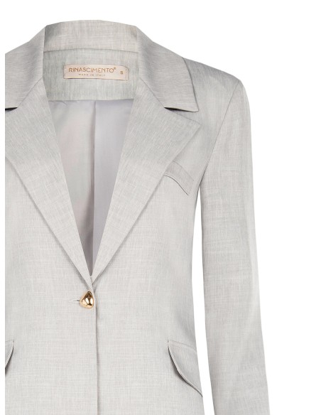 Oversized blazerjasje met tailleaccent van een viscose- en lyocellmix met driehoekige knoop van Rinascimento