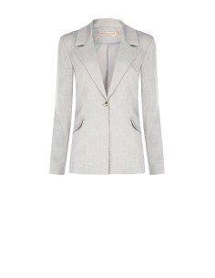 Oversized blazerjasje met tailleaccent van een viscose- en lyocellmix met driehoekige knoop van Rinascimento