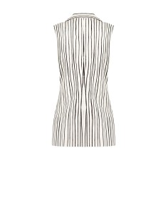 Lang gilet van een viscose-linnenmix met onregelmatige strepen en splitten aan de zijkanten Rinascimento 2
