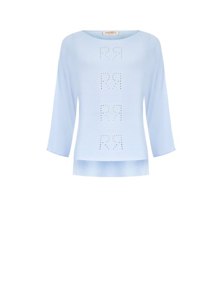 Wijde top van lichte tricot met geperforeerd RR-logo van Rinascimento
