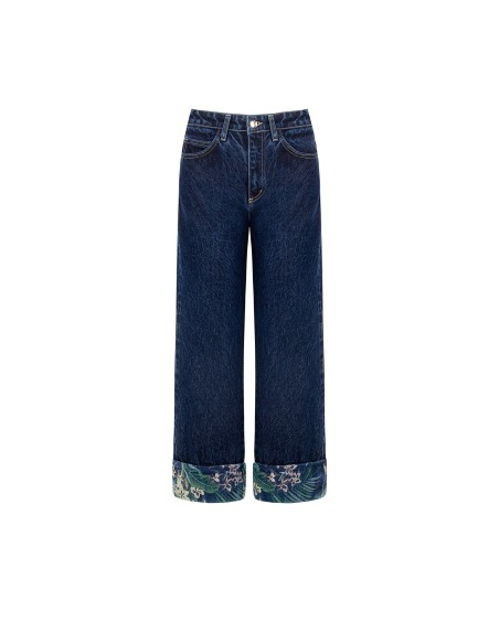 Rechte jeans met bloemenzoom Rinascimento