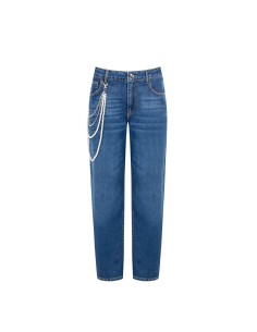 Rechte jeans met afneembare parelketting van Rinascimento