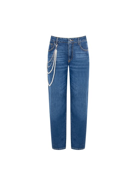 Rechte jeans met afneembare parelketting van Rinascimento