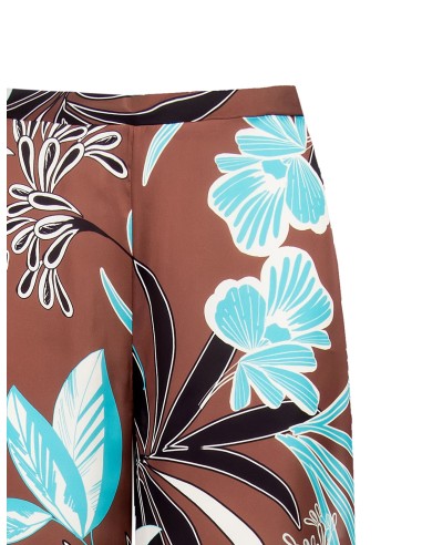 Extra wijde palazzo-broek van satijn met bloemenprint van Rinascimento