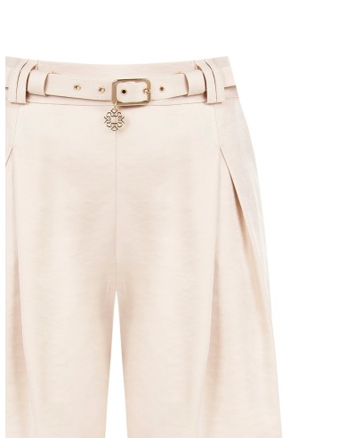 Korte broek van viscosemix met parelmoereffect en bijpassende riem Rinascimento