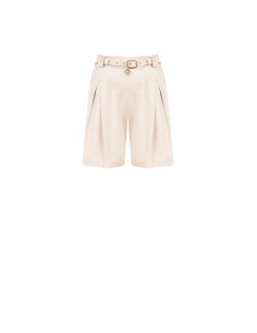 Korte broek van viscosemix met parelmoereffect en bijpassende riem Rinascimento