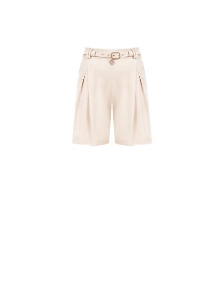 Korte broek van viscosemix met parelmoereffect en bijpassende riem Rinascimento