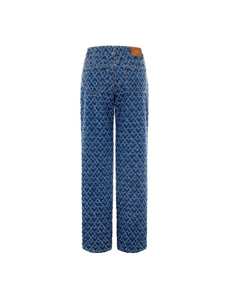 Wide leg-jeans met ruitmotief en rafels Rinascimento