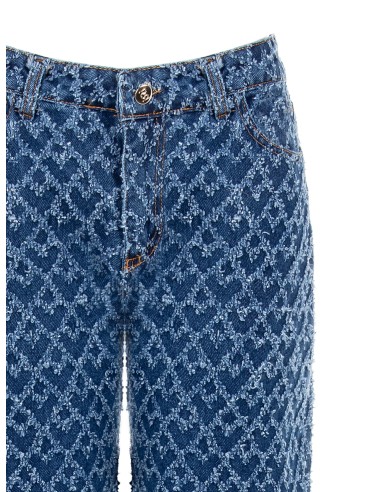 Wide leg-jeans met ruitmotief en rafels Rinascimento