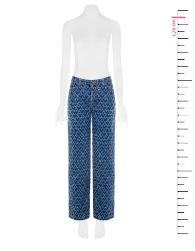 Wide leg-jeans met ruitmotief en rafels Rinascimento