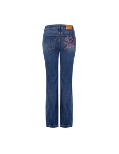 Rechte stretchjeans met aangebrachte strassbloemen Rinascimento 2