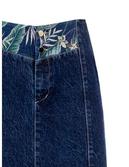Denim minirok met bloemeninzetstukken van Rinascimento