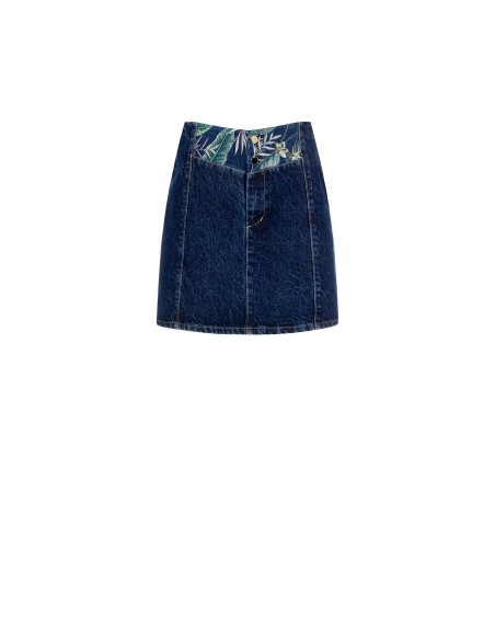 Denim minirok met bloemeninzetstukken van Rinascimento