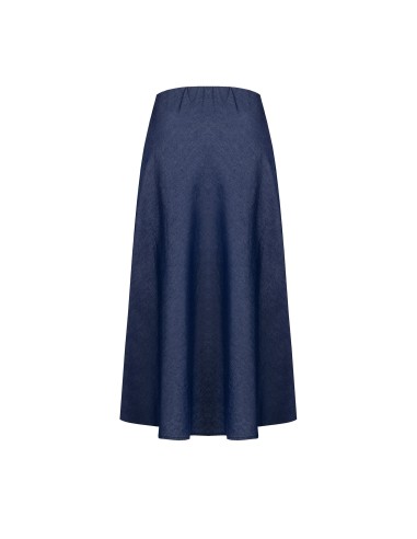 Lange uitlopende rok van lichte denim met Rr Rinascimento-logo-embleem