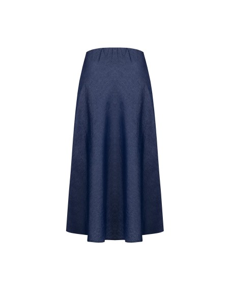 Lange uitlopende rok van lichte denim met Rr Rinascimento-logo-embleem