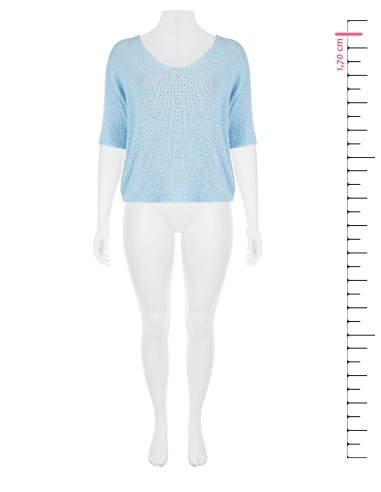 Ruime curvy trui van katoenmix met honingraatsteek en V-hals Rinascimento Curvy