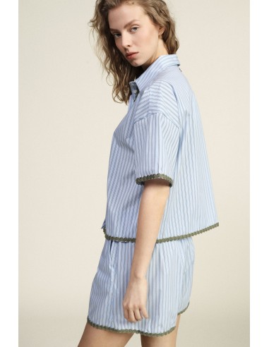 Gestreept shirt met schulpranden en korte mouwen Dixie