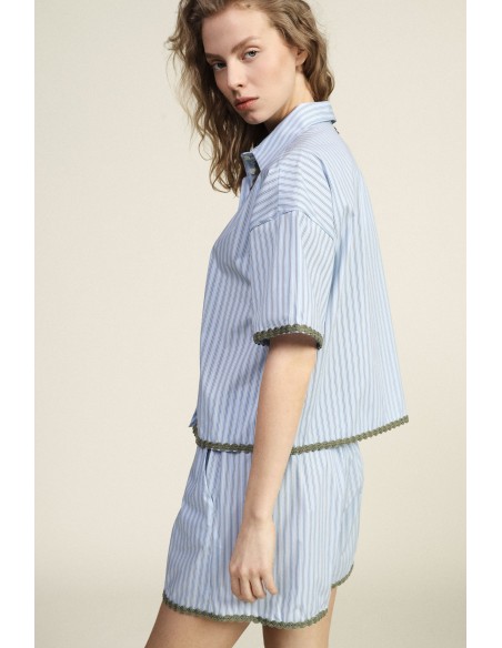 Gestreept shirt met schulpranden en korte mouwen Dixie