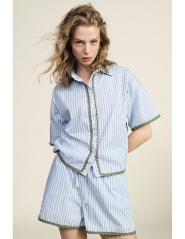 Gestreept shirt met schulpranden en korte mouwen Dixie