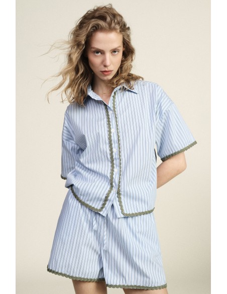 Gestreept shirt met schulpranden en korte mouwen Dixie