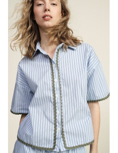 Gestreept shirt met schulpranden en korte mouwen Dixie