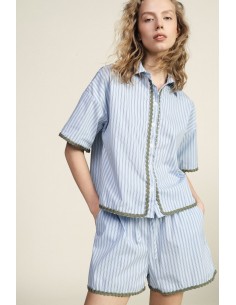 Gestreept shirt met schulpranden en korte mouwen Dixie