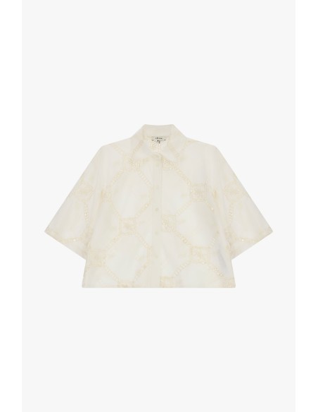 Cropped blouse met geometrisch borduursel en wijde mouwen Dixie
