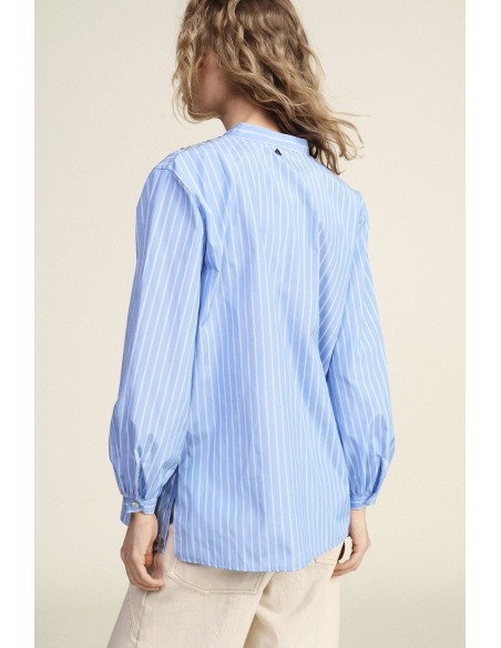 Dixie-shirt met lange mouwen en opstaande kraag