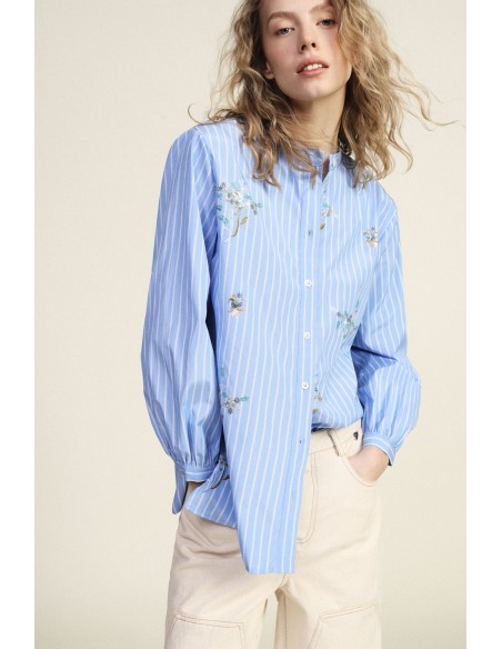 Dixie-shirt met lange mouwen en opstaande kraag
