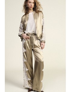 Dixie Palazzo-broek met patroon en geborduurde inzetstukken