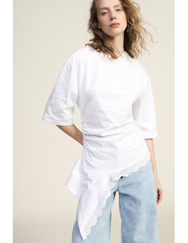 Asymmetrische top met rimpeldetail en elleboogmouwen Dixie