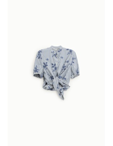 Gestreept shirt met korte gerimpelde mouwen, alstublieft