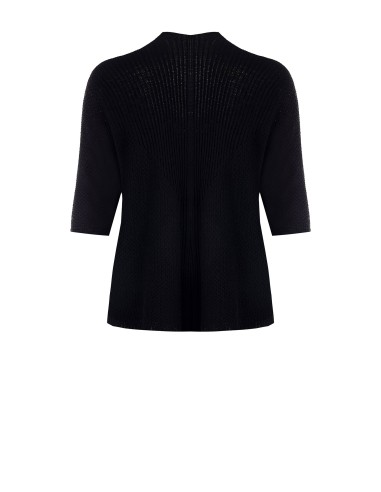 Curvy open vest van katoenmix met gevlochten en ajourgebreid breisel, met zakken – Rinascimento Curvy