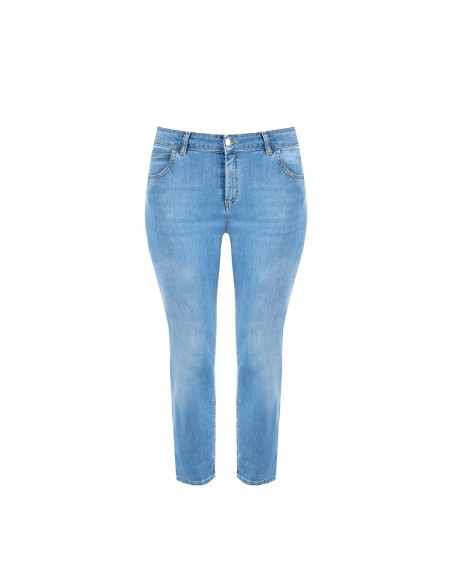 Curvy skinny jeans van stretchdenim met medium wassing en strass op de achterzak Rinascimento Curvy