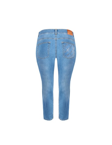 Curvy skinny jeans van stretchdenim met medium wassing en strass op de achterzak Rinascimento Curvy