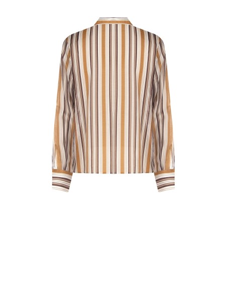 Gestreepte blouse van ultralichte lyocell met maxi-volant Rinascimento