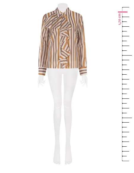Gestreepte blouse van ultralichte lyocell met maxi-volant Rinascimento