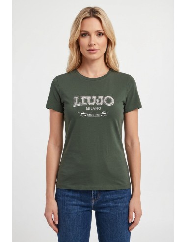 T-shirt met logo en edelstenen van Liu Jo