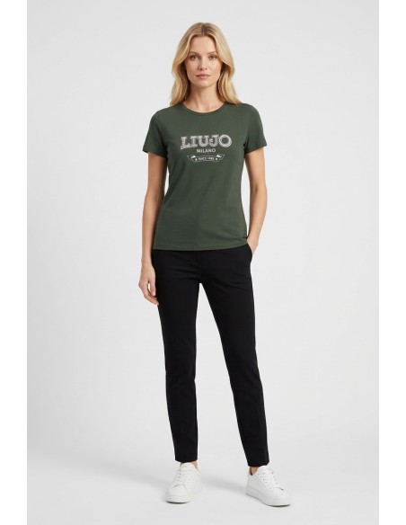 T-shirt met logo en edelstenen van Liu Jo