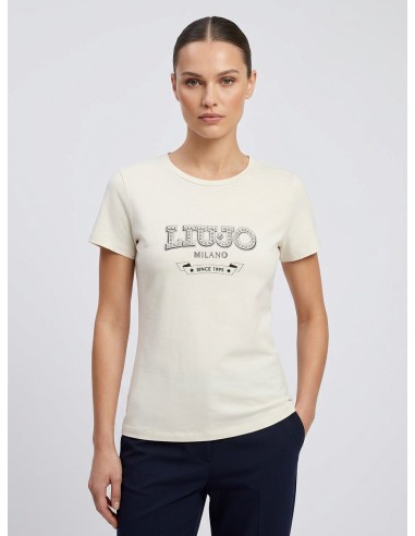 T-shirt met logo en edelstenen van Liu Jo