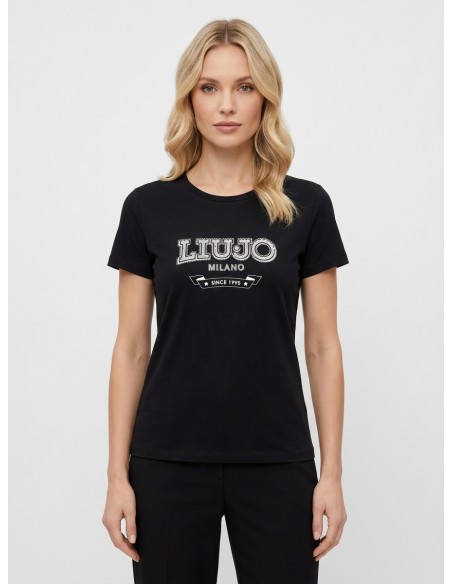 T-shirt met logo en edelstenen van Liu Jo