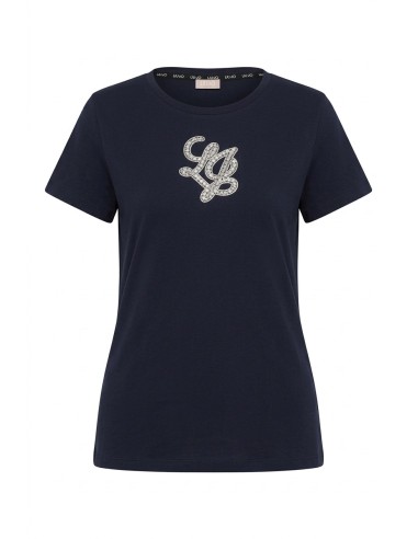 T-shirt met logoletters en edelstenen van Liu Jo