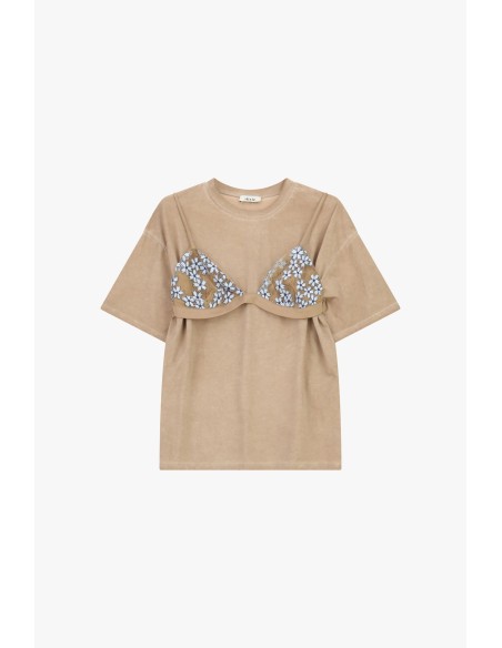 T-shirt met korte mouwen en aangebrachte bloemendetails Dixie