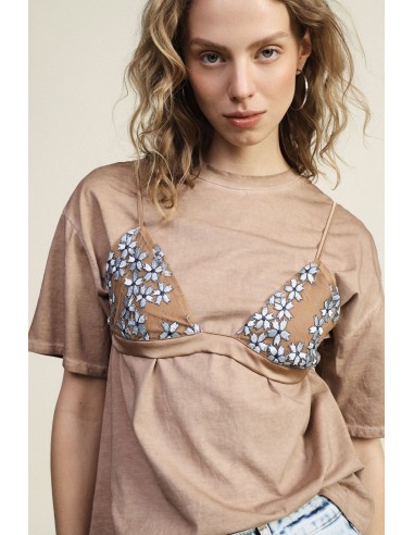 T-shirt met korte mouwen en aangebrachte bloemendetails Dixie