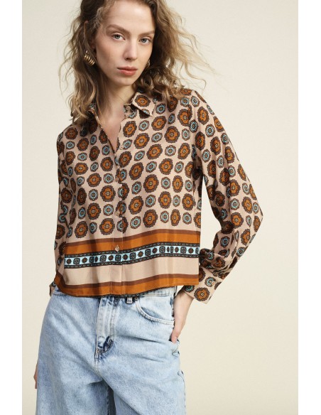Dixie overhemd met levendige geometrische print