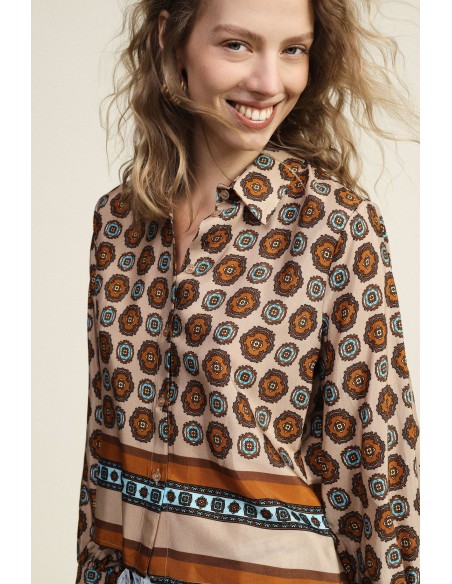 Dixie overhemd met levendige geometrische print