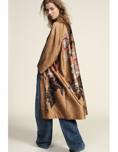 Dusterjas met bloemenprint en dierenprintvoering Dixie