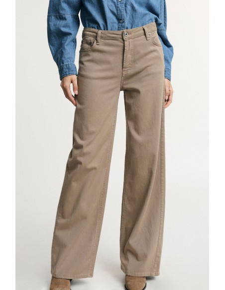 Wijde broek met vijf zakken en hoge taille, alstublieft