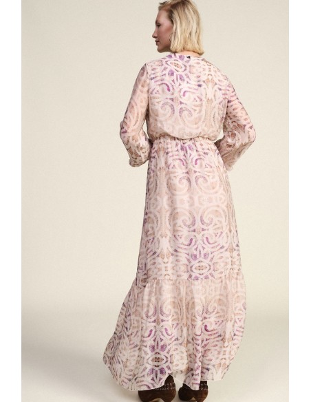 Lange jurk met paisleyprint en V-hals Dixie