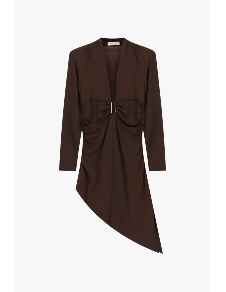 Korte jurk met diepe halslijn en drapering Dixie